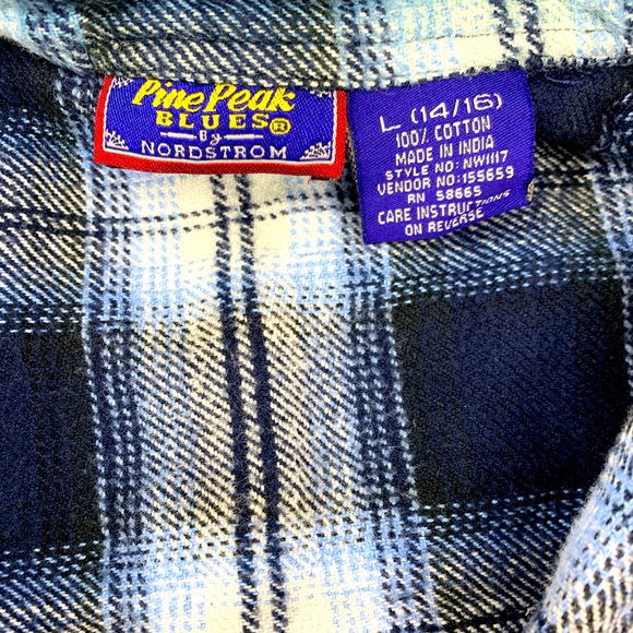 VTG ⭐️ PINE PEEK BLUES Boys long sleeve flannel- Large 14/16 - Picture 4 of 4